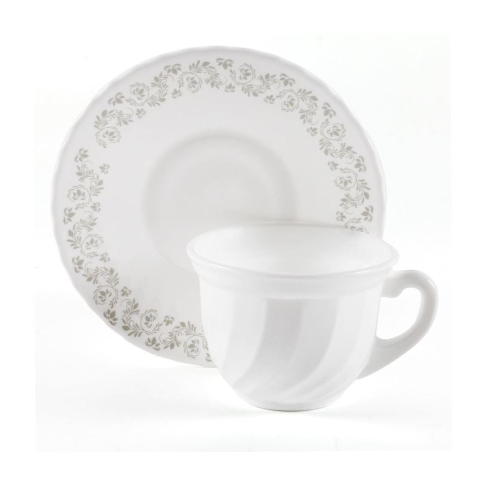 Jogo de Xícaras com Pires Opaline Milano 190Ml Havan Casa 12 pçs - Branco
