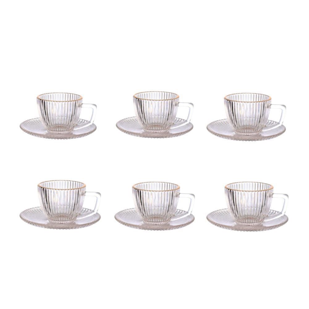 Jogo De Xícaras De Café Com Filete Graffiato Hauskraft - Vidro Transparente