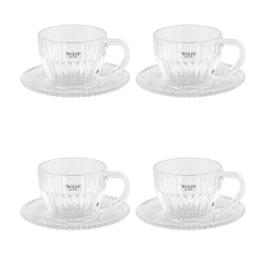 Jogo De Xícaras De Chá Com Pires Imperatriz 4 Peças - 220ml