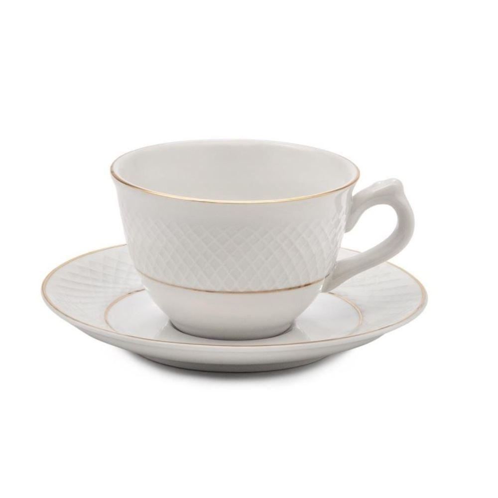 Jogo De Xícaras Com Pires Royal Havan Casa 12 Peças - Porcelana