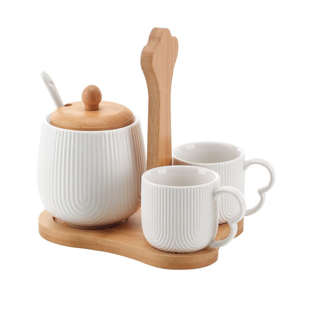 Jogo De Xicaras Para Cafe Com Acucareiro E Suporte Oasis 4 Pecas