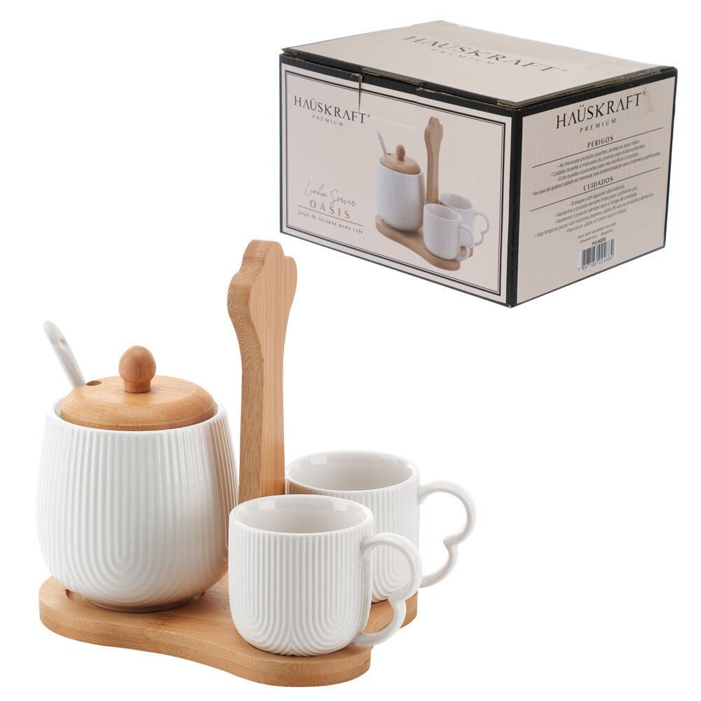 Jogo De Xicaras Para Cafe Com Acucareiro E Suporte Oasis 4 Pecas