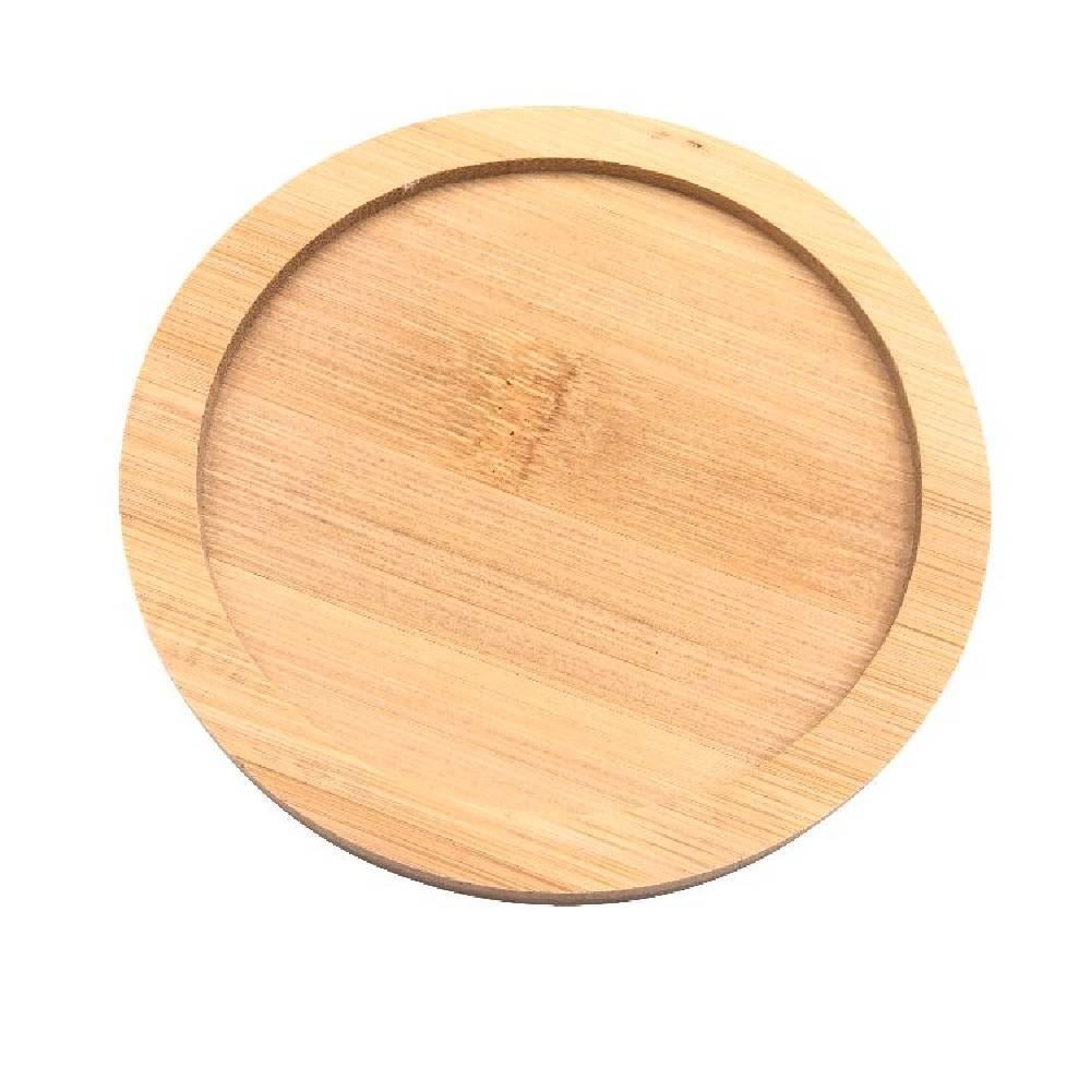 Jogo Descanso De Copo Com Suporte Redondo 6 Peças - Bambu