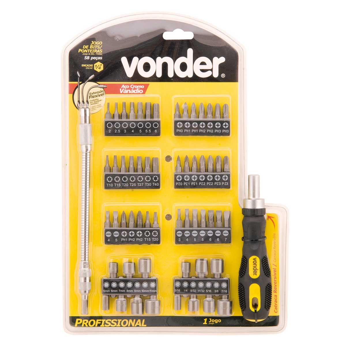 Jogo de Ponteiras com 58 peças Vonder 353858000 - DIVERSOS