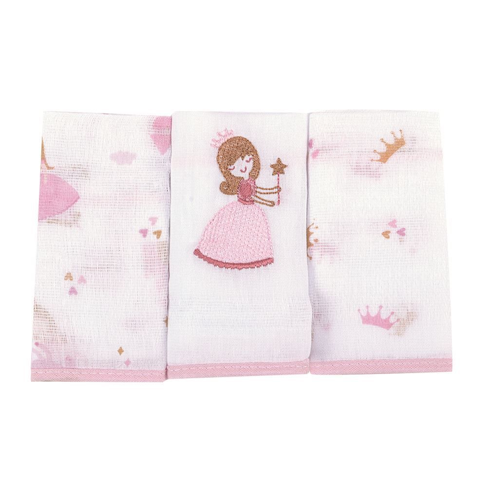 Kit 3 Panos De Boca 32Cm X 32Cm 100% Algodão Havan Baby - Princesa