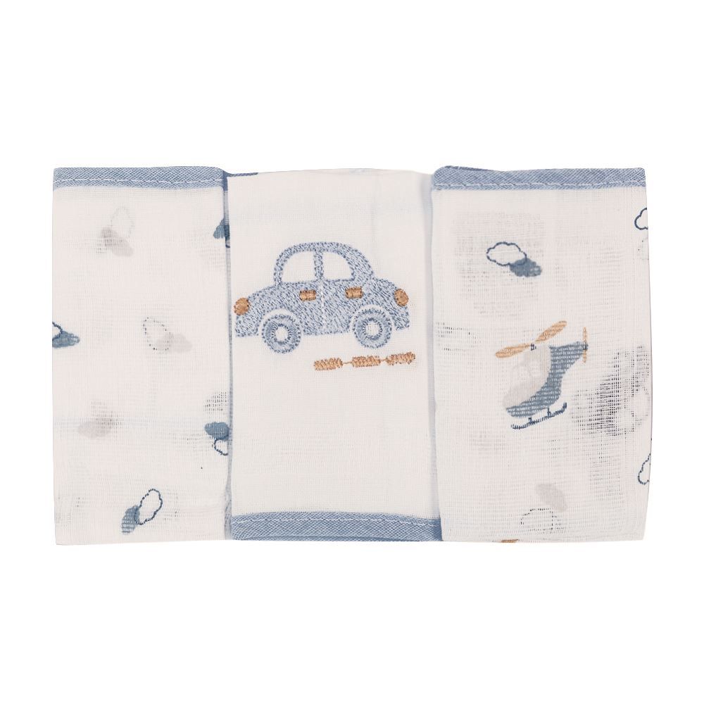 Kit 3 Panos De Boca 32Cm X 32Cm 100% Algodão Havan Baby - Carros