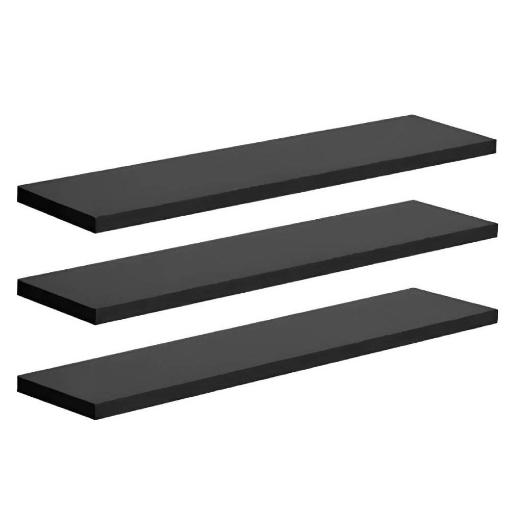 Kit 3 Prateleiras Pretas 1,5X10x40cm Com Bucha Prat-K