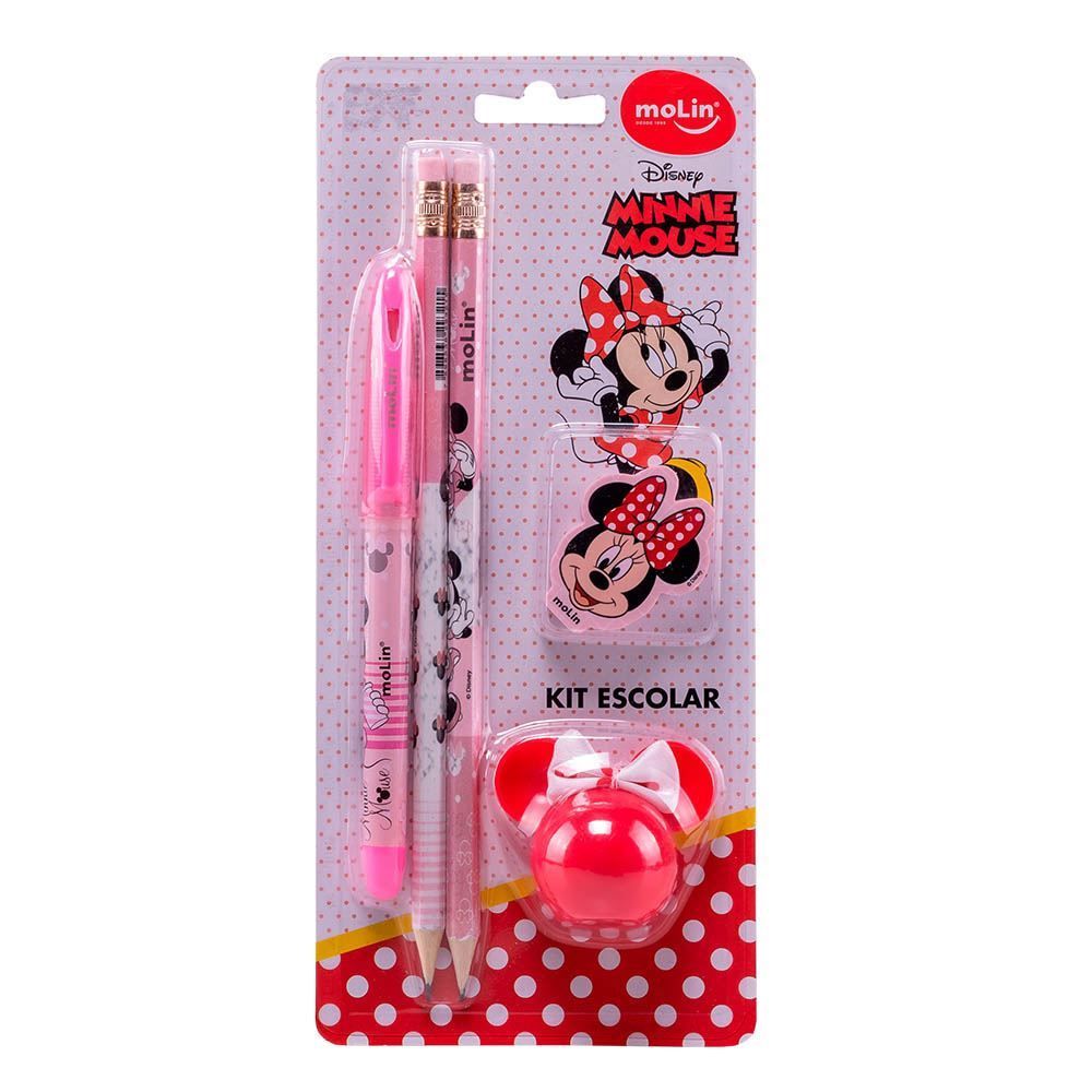 Kit Básico Escolar 5 Peças Minnie Mouse Molin - 22330