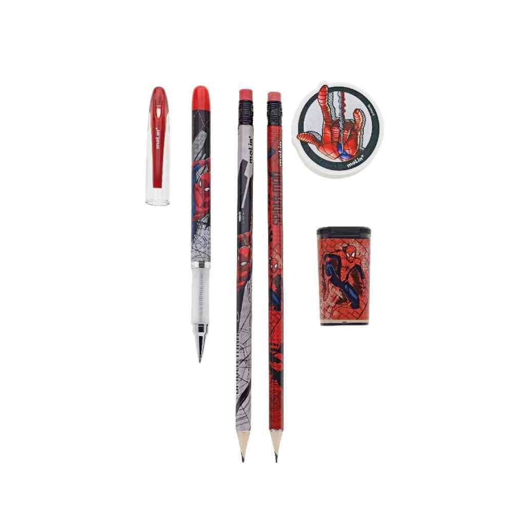 Kit Básico Escolar Homem Aranha Molin - 5 Peças