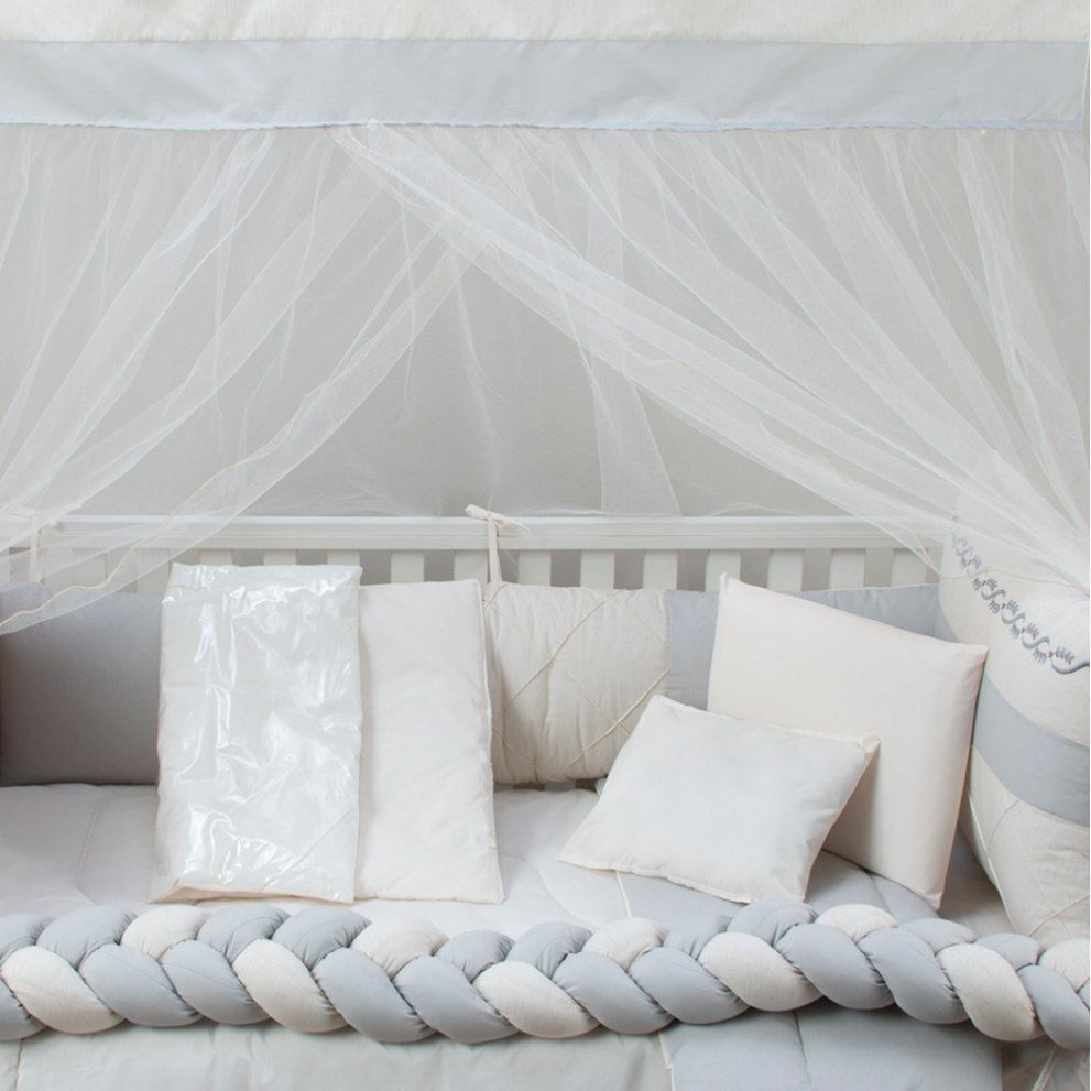 Kit Berço 09 Peças Tiquinho Baby  - Cinza