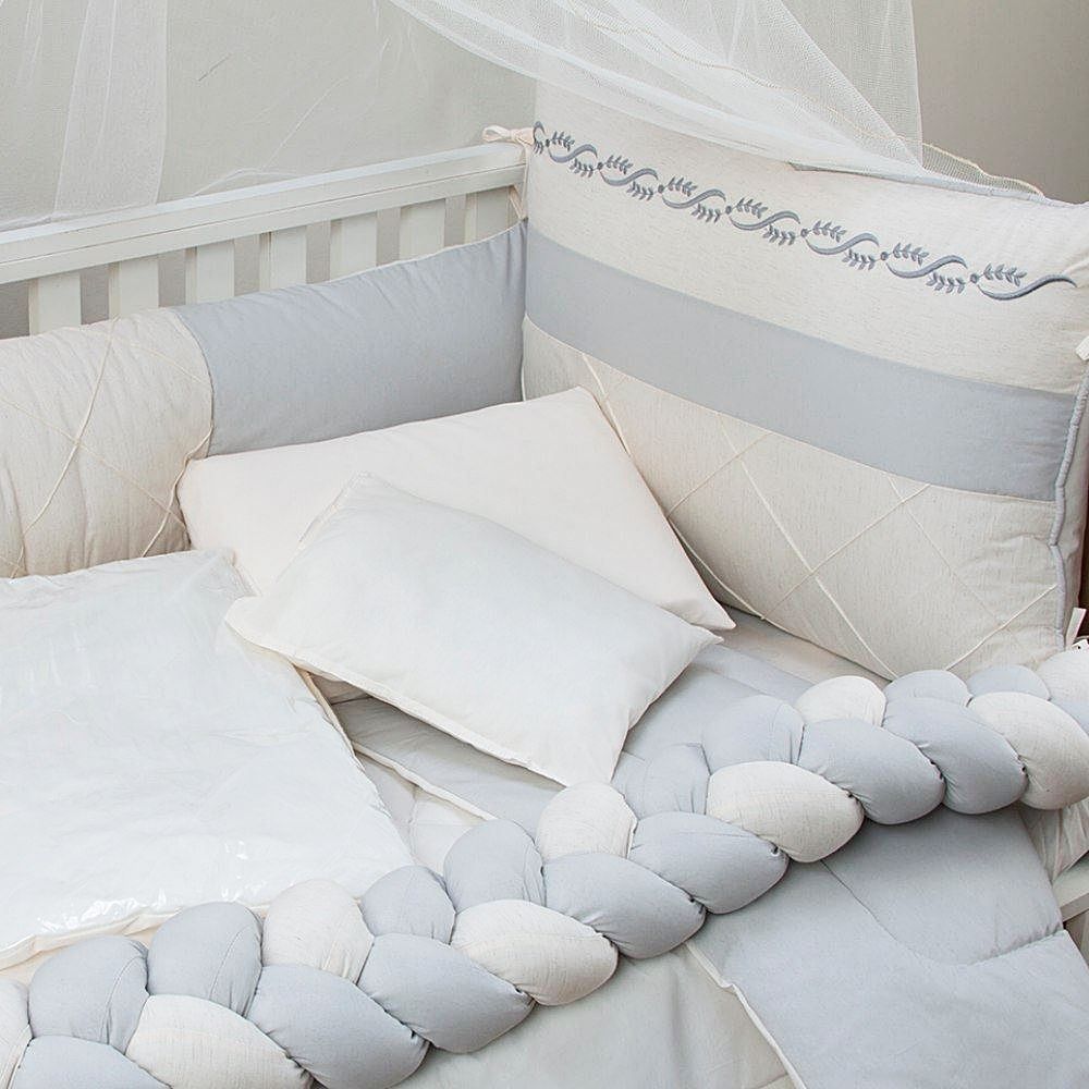 Kit Berço 9 Peças Tiquinho Baby  - Cinza