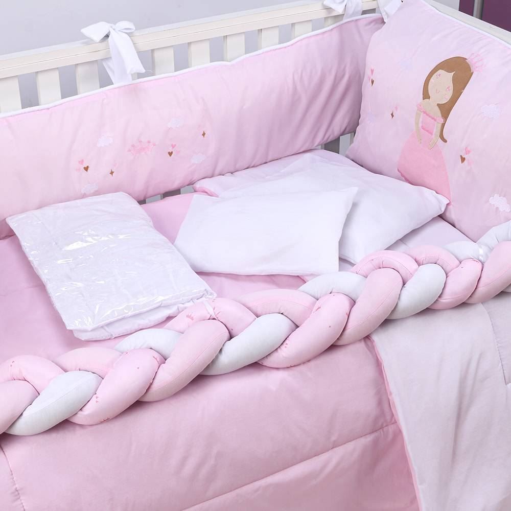 Kit Berço New Americano 9 Peças Yoyo Baby - Princesa Rosa
