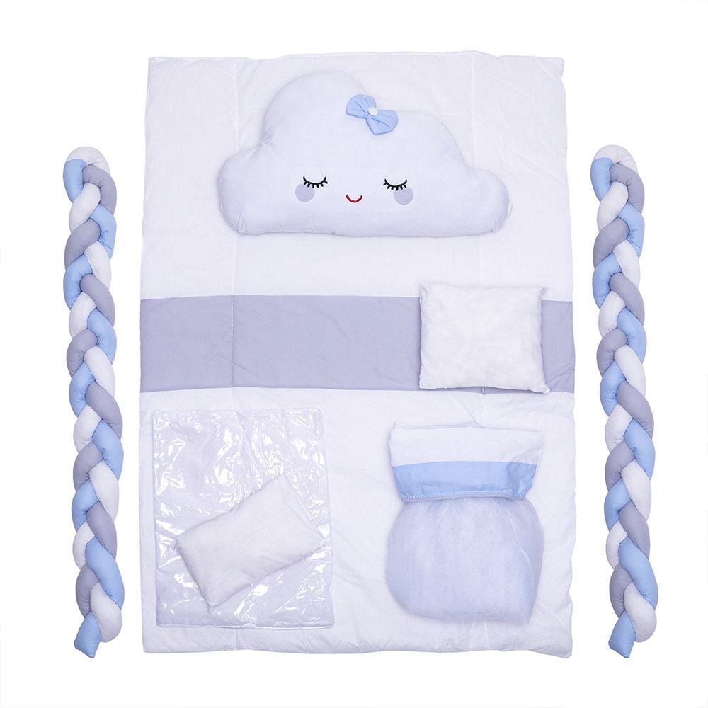 Kit Berço New Americano 9 Peças Yoyo Baby - Nuvem Azul Bebe