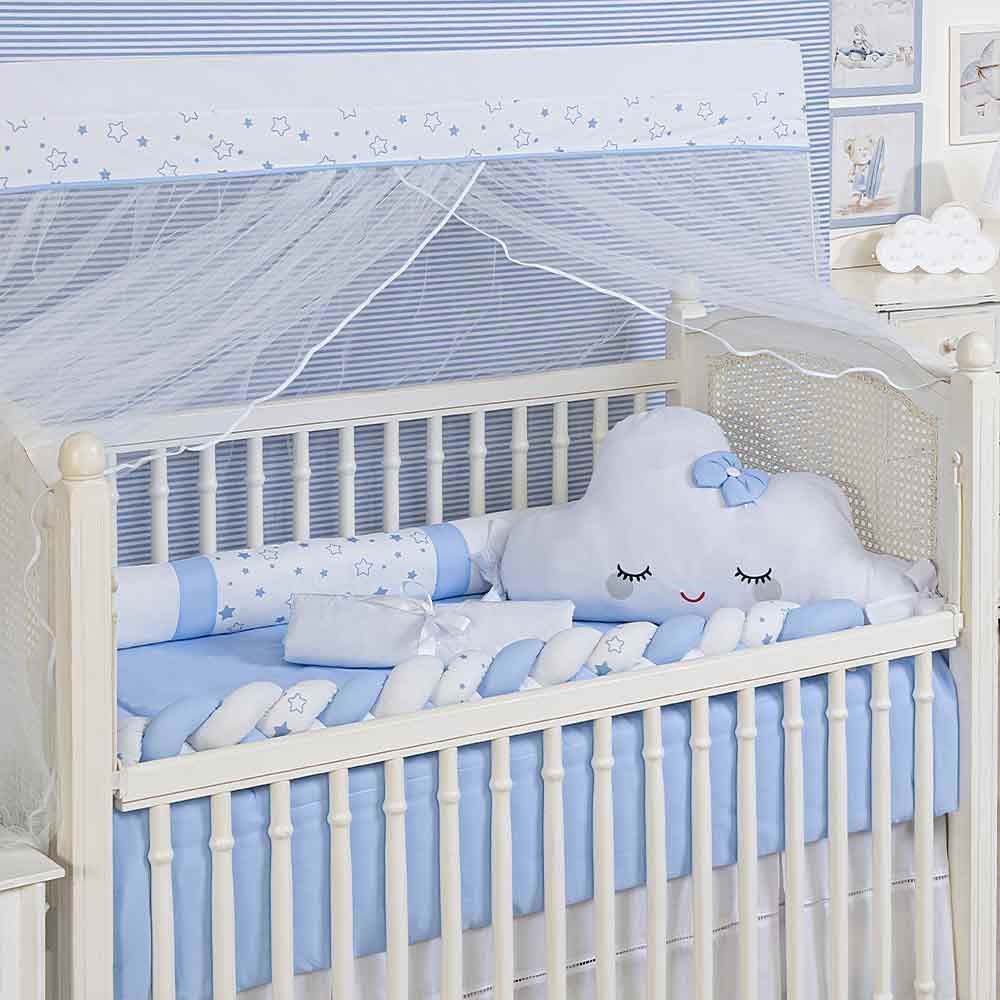 Kit Berço 9 Peças New Americano Yoyo Baby - Nuvem Estrelar Azul