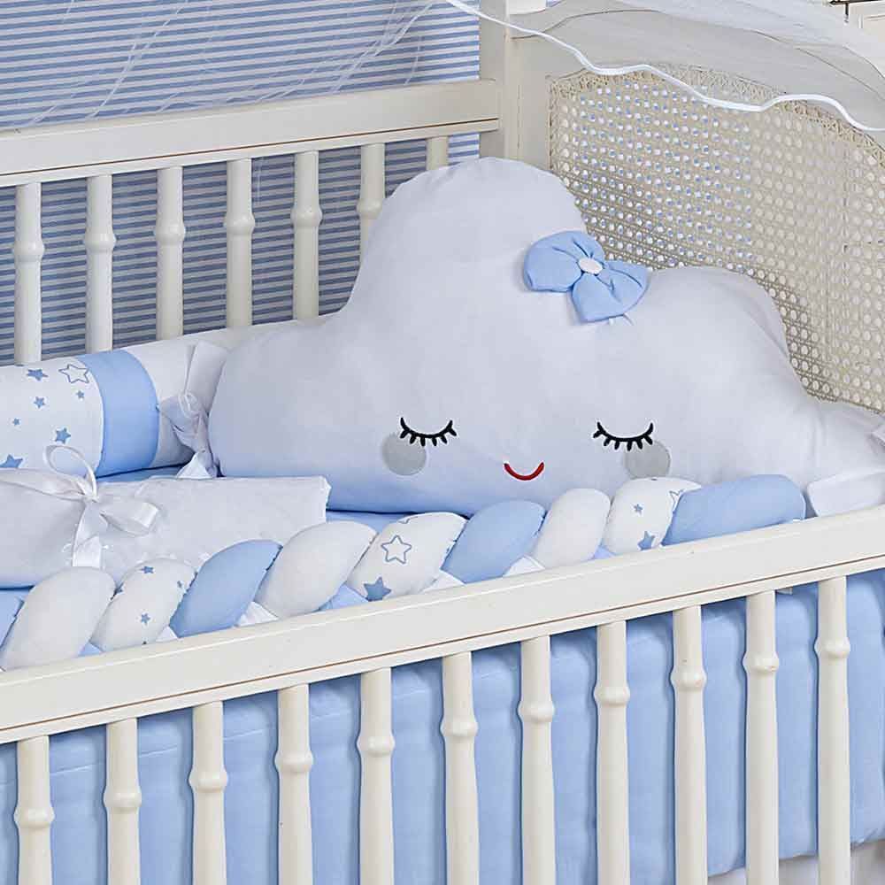 Kit Berço 9 Peças New Americano Yoyo Baby - Nuvem Estrelar Azul