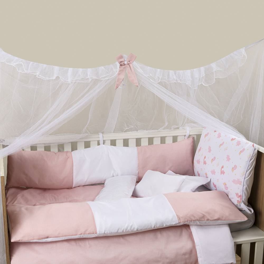 Kit Berço New Basic Yoyo Baby 9 Peças - Dinossauro Rosa