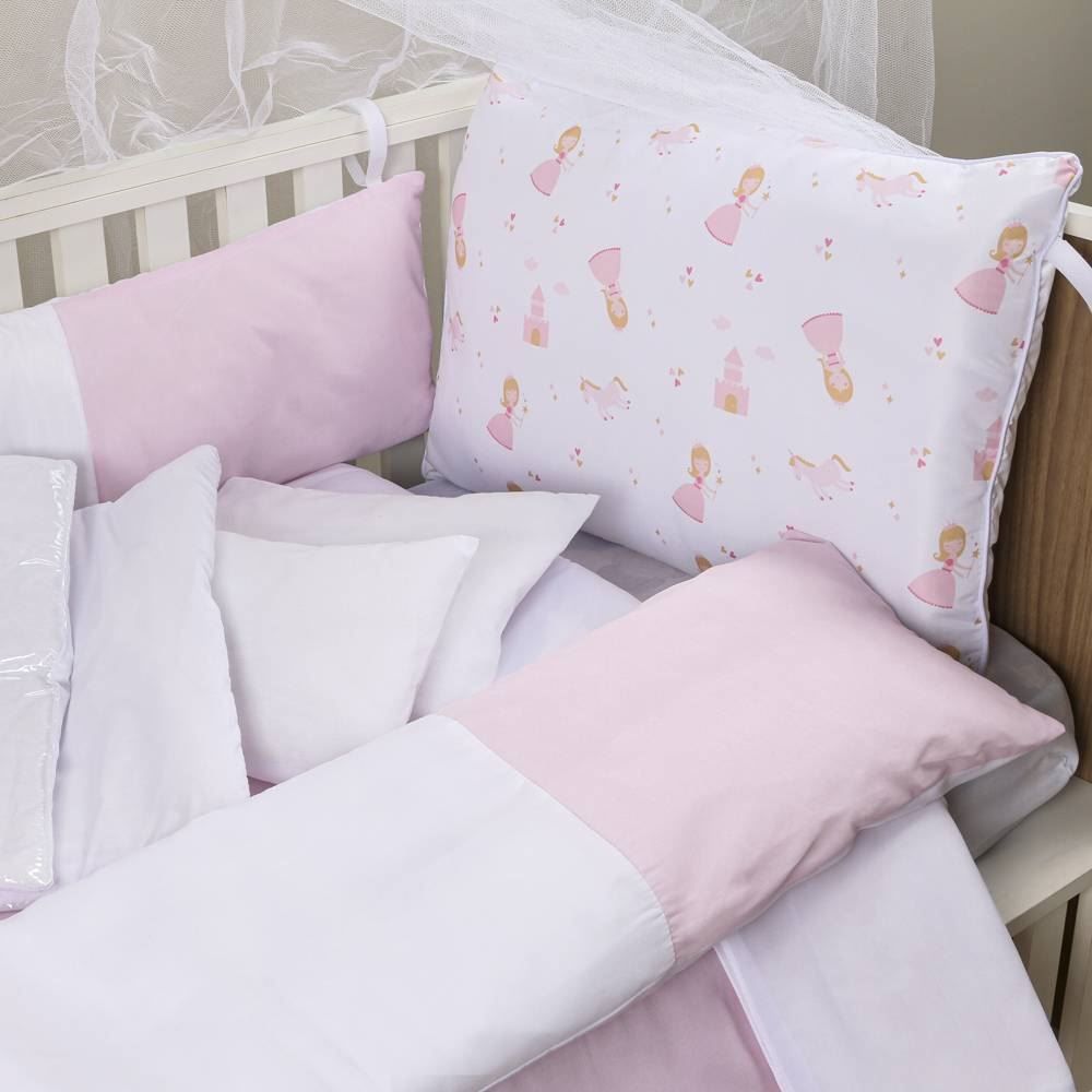 Kit Berço New Basic Yoyo Baby 9 Peças - Princesa Rosa