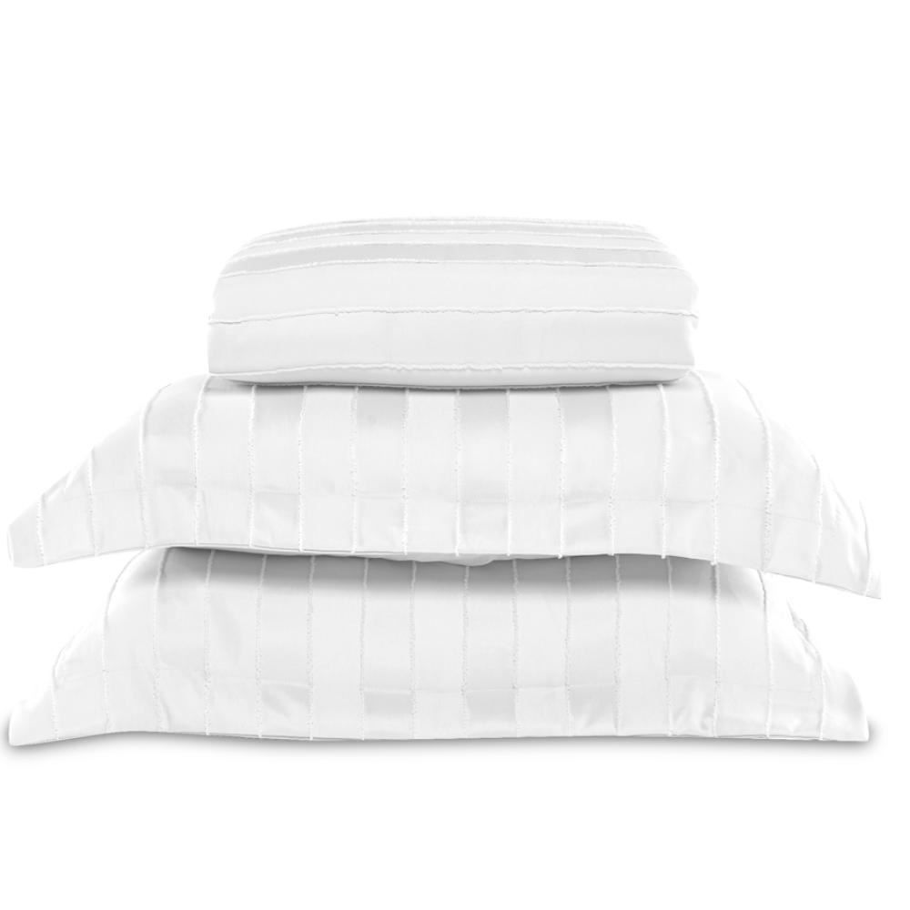 Kit Colcha Casal 100% Poliéster Lisa Premier Havan Casa 3 Pçs - Branco