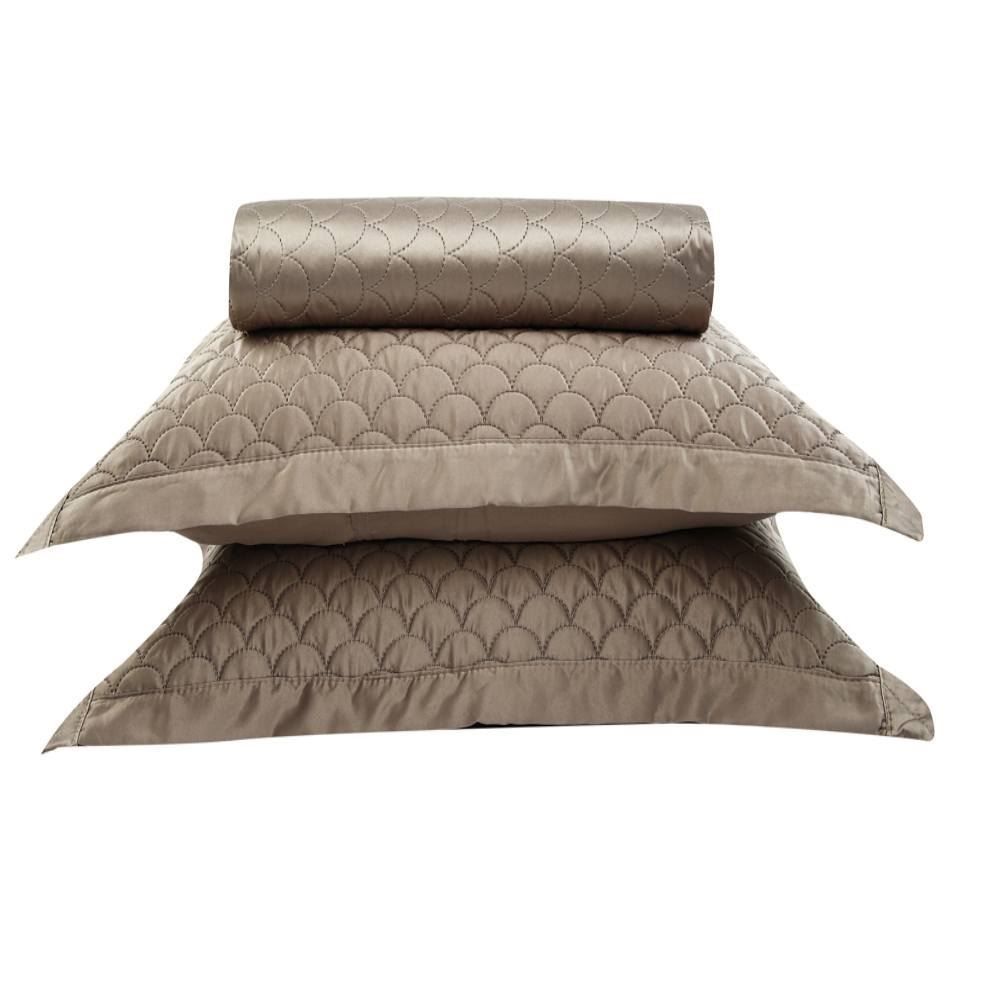 Kit Colcha Casal 100% Poliéster Havan Casa 3 Pçs - Taupe
