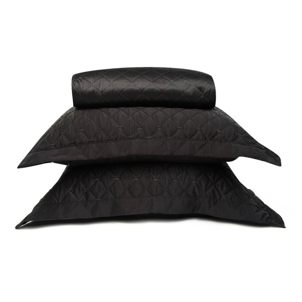 Kit Colcha Casal 100% Poliéster Havan Casa 3 Pçs - Preto