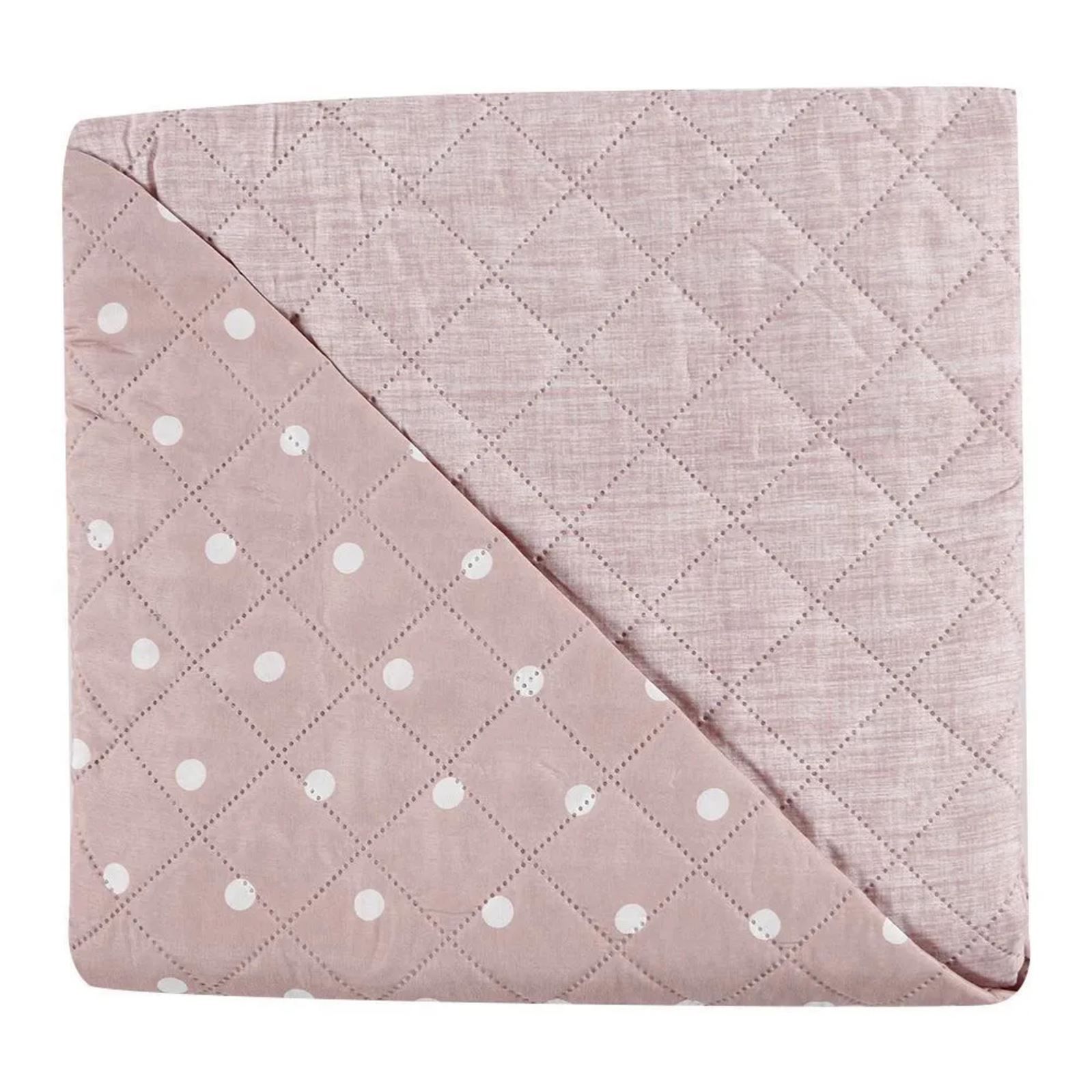 Kit Colcha Casal Dupla Face 150 Fios Versalhes Poá Havan Casa - Rosa Pálido 