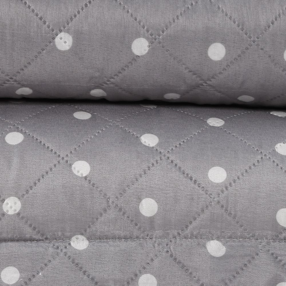 Kit Colcha Casal Dupla Face 150 Fios Versalhes Poá Havan Casa - Cinza Amianto