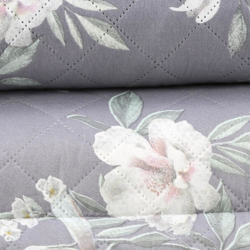 Kit Colcha Casal Estampada Versalhes 3 Peças Havan Casa - Verona Cinza Floral