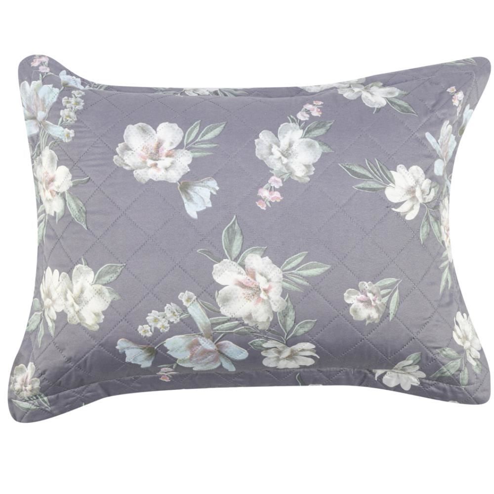 Kit Colcha Casal Estampada Versalhes 3 Peças Havan Casa - Verona Cinza Floral