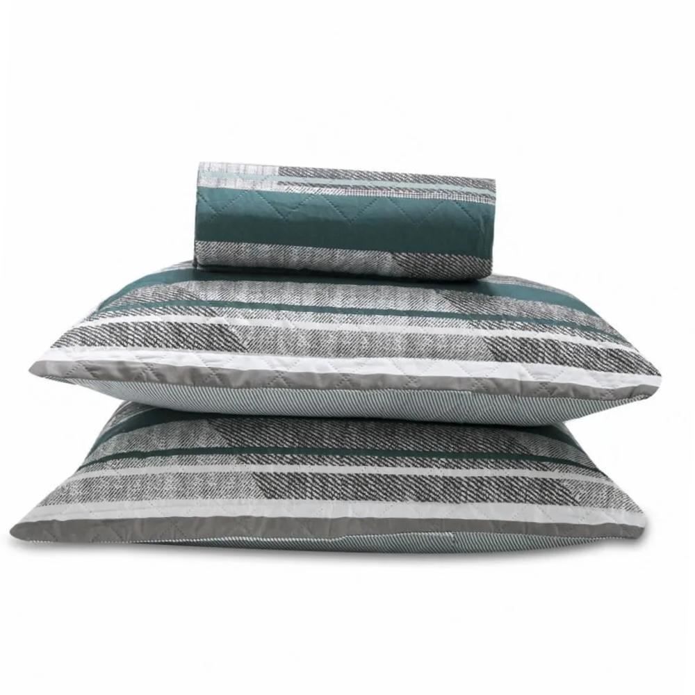 Kit Colcha Casal Estampada Versalhes 3 Peças Havan Casa - Roma Verde Geo