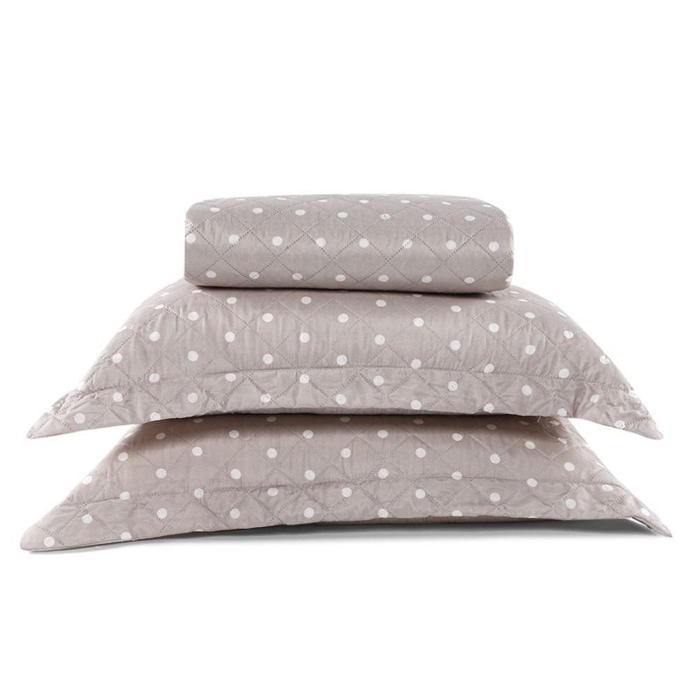 Kit Colcha King Dupla Face 150 Fios Versalhes Poá Havan Casa - Bege 