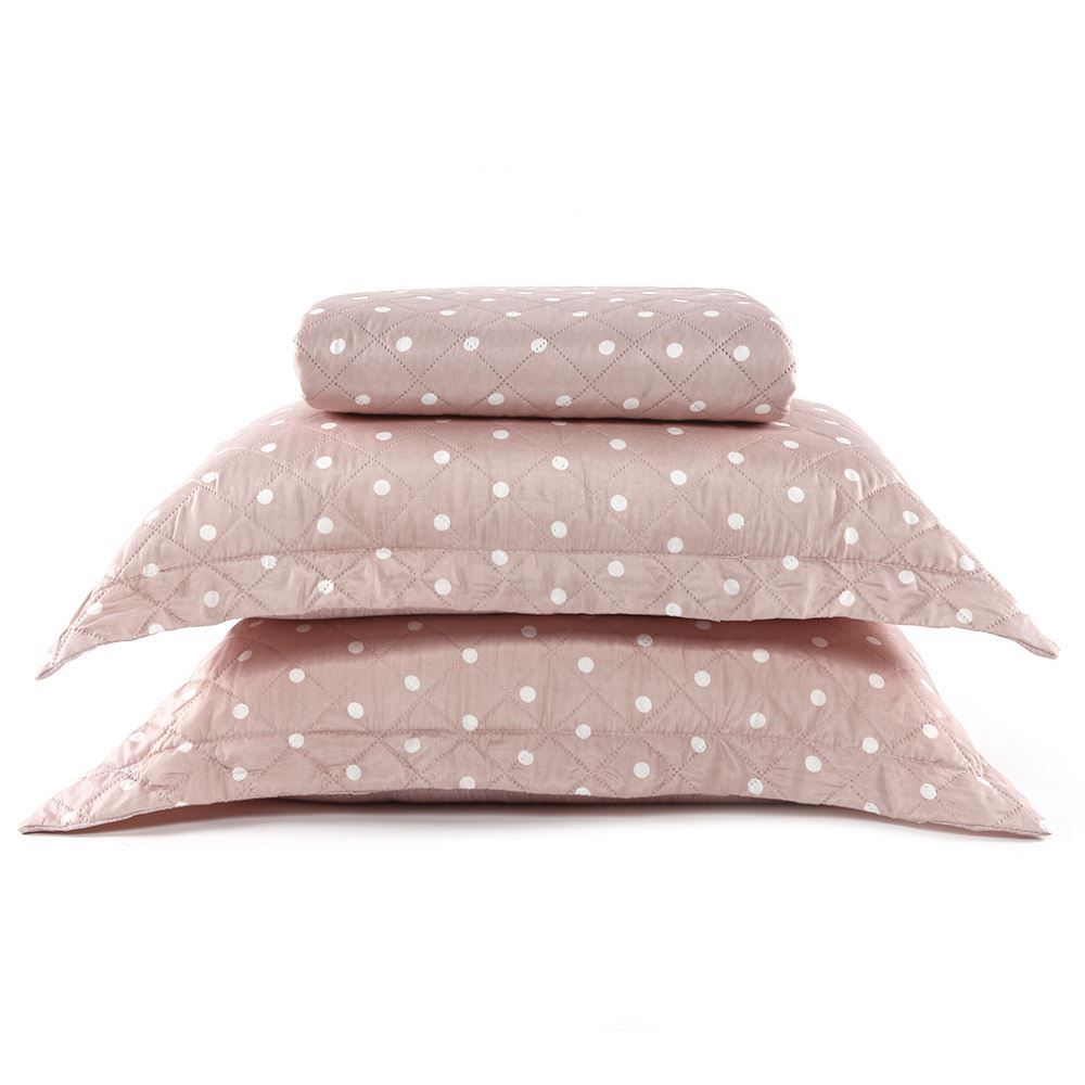 Kit Colcha King Dupla Face 150 Fios Versalhes Poá Havan Casa - Rosa Pálido 
