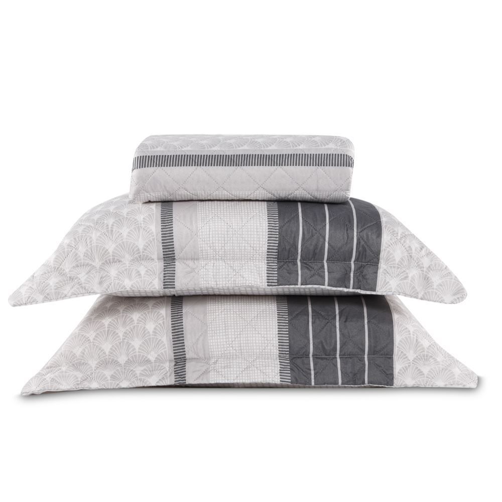 Kit Colcha King Estampada Versalhes 3 Peças Havan Casa - Valencia Cinza Geo 