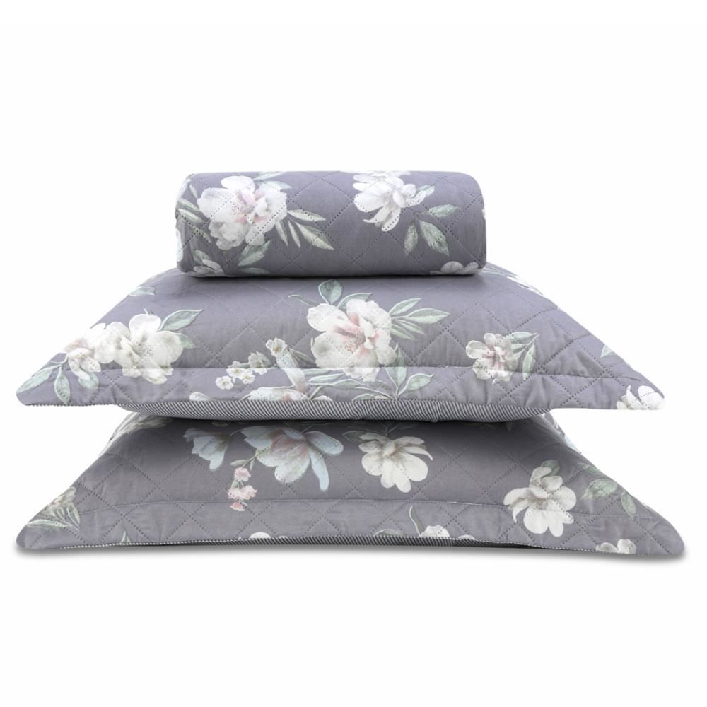 Kit Colcha King Estampada Versalhes 3 Peças Havan Casa - Verona Cinza Floral