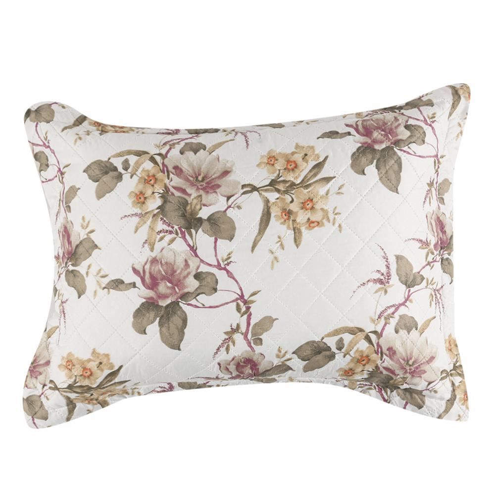 Kit Colcha Queen 100% Poliéster Versalhes Havan Casa 3 Pçs - Augusta Bege Floral