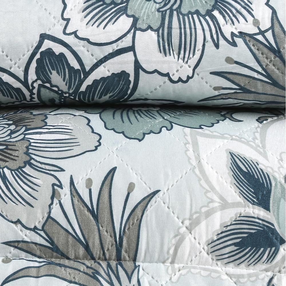 Kit Colcha Queen 100% Poliéster Versalhes Havan Casa 3 Pçs - Siena Cinza Floral