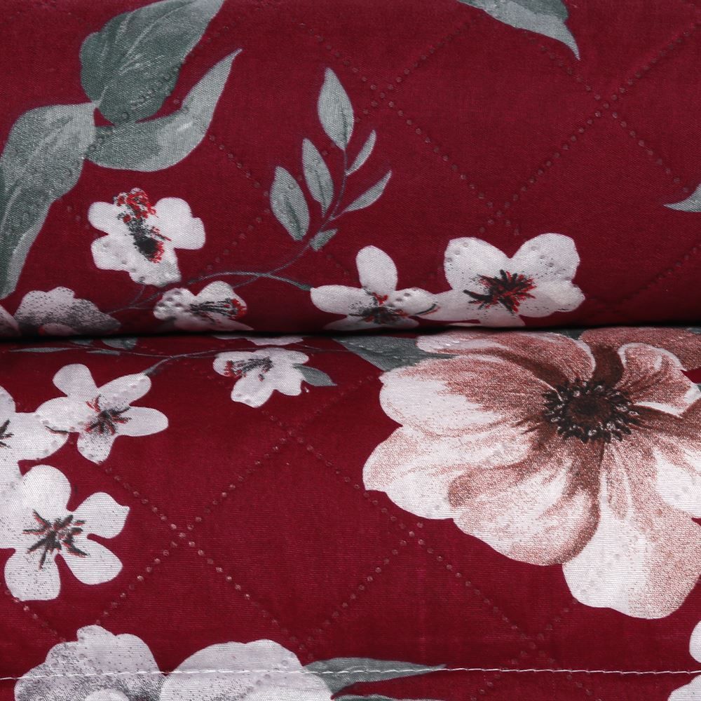 Kit Colcha Queen Estampada Versalhes 3 Peças Havan Casa - Toscana Vinho Floral