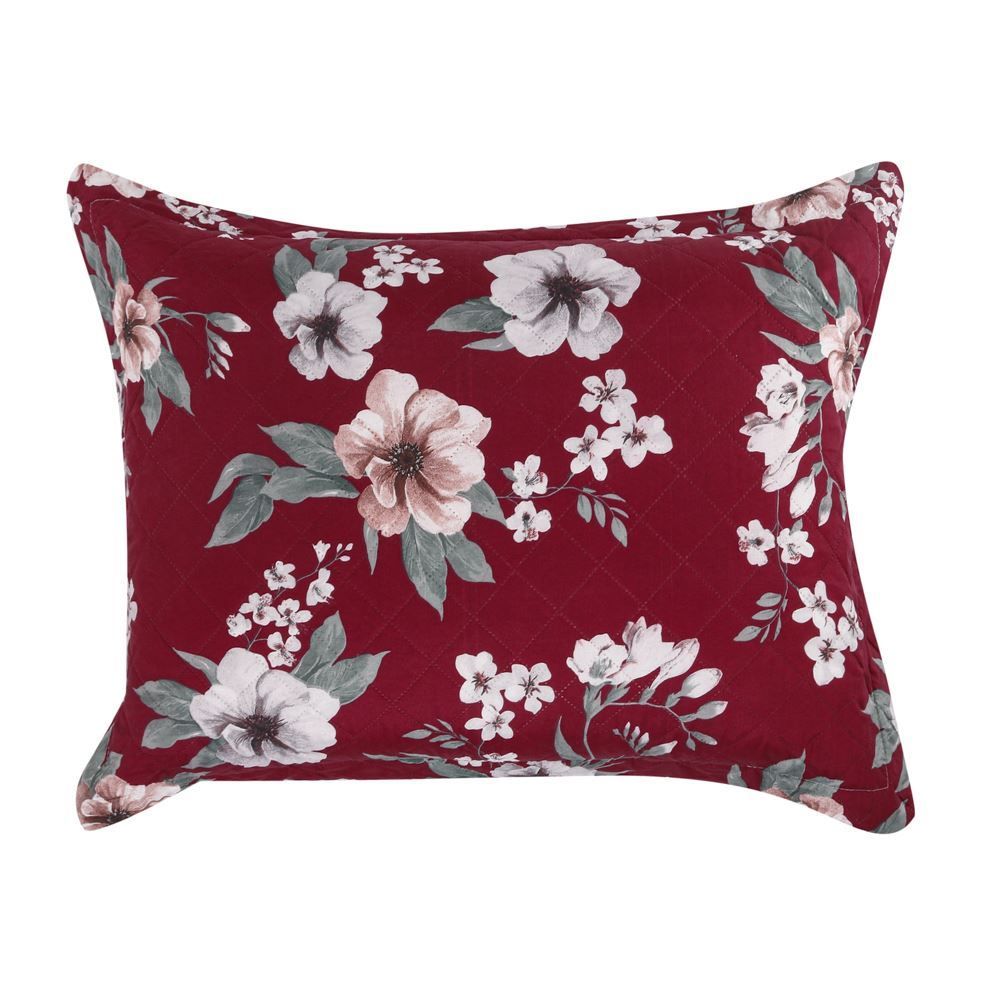 Kit Colcha Queen Estampada Versalhes 3 Peças Havan Casa - Toscana Vinho Floral