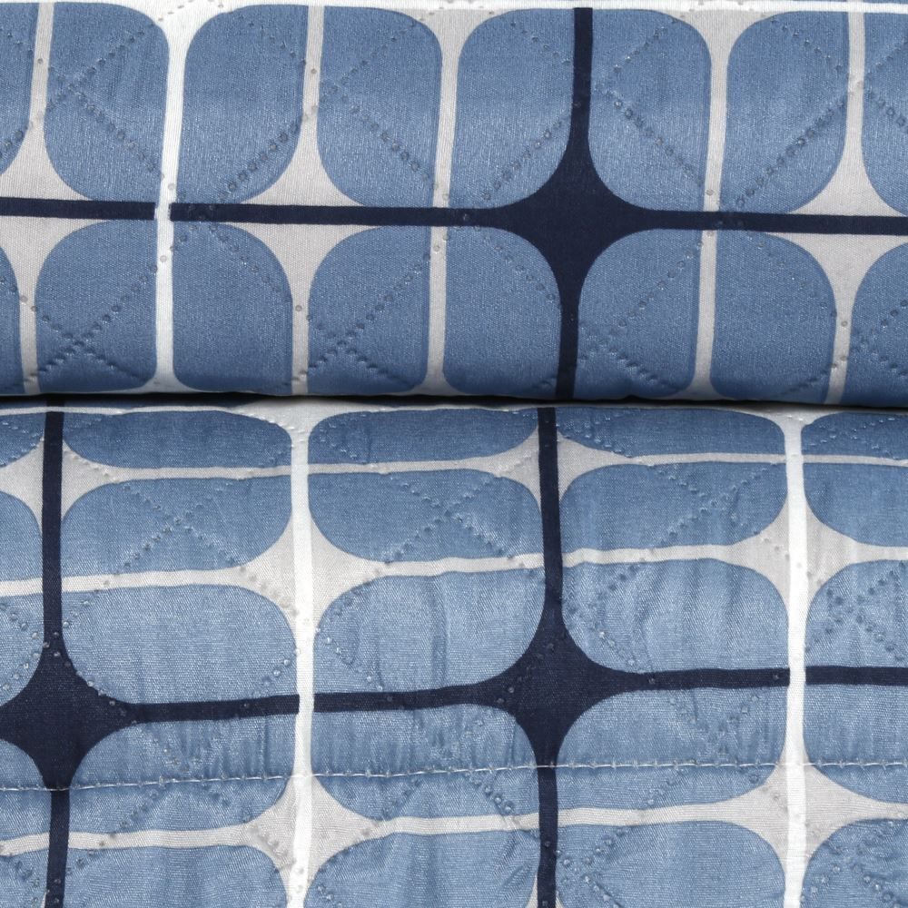 Kit Colcha Queen Estampada Versalhes 3 Peças Havan Casa - Sevilha Azul Geo