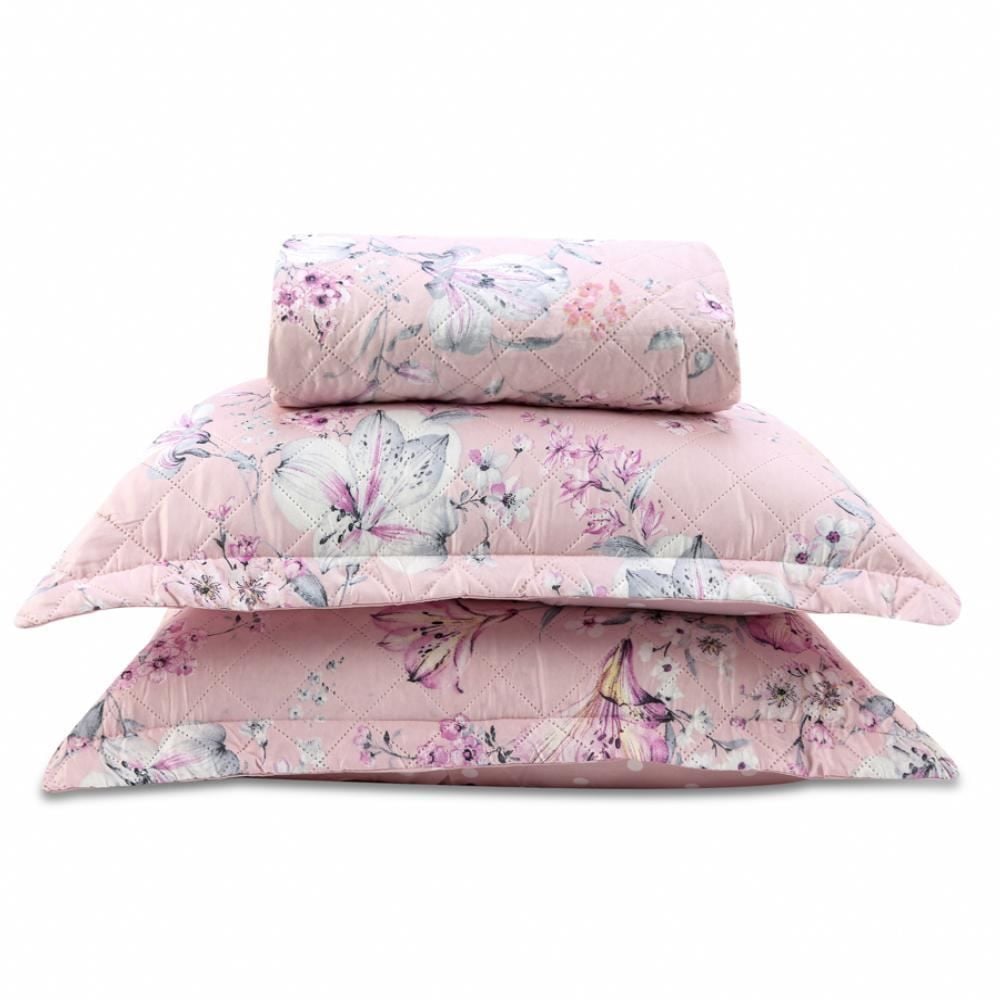 Kit Colcha Queen Estampada Versalhes 3 Peças Havan Casa - Florença Rosa Floral