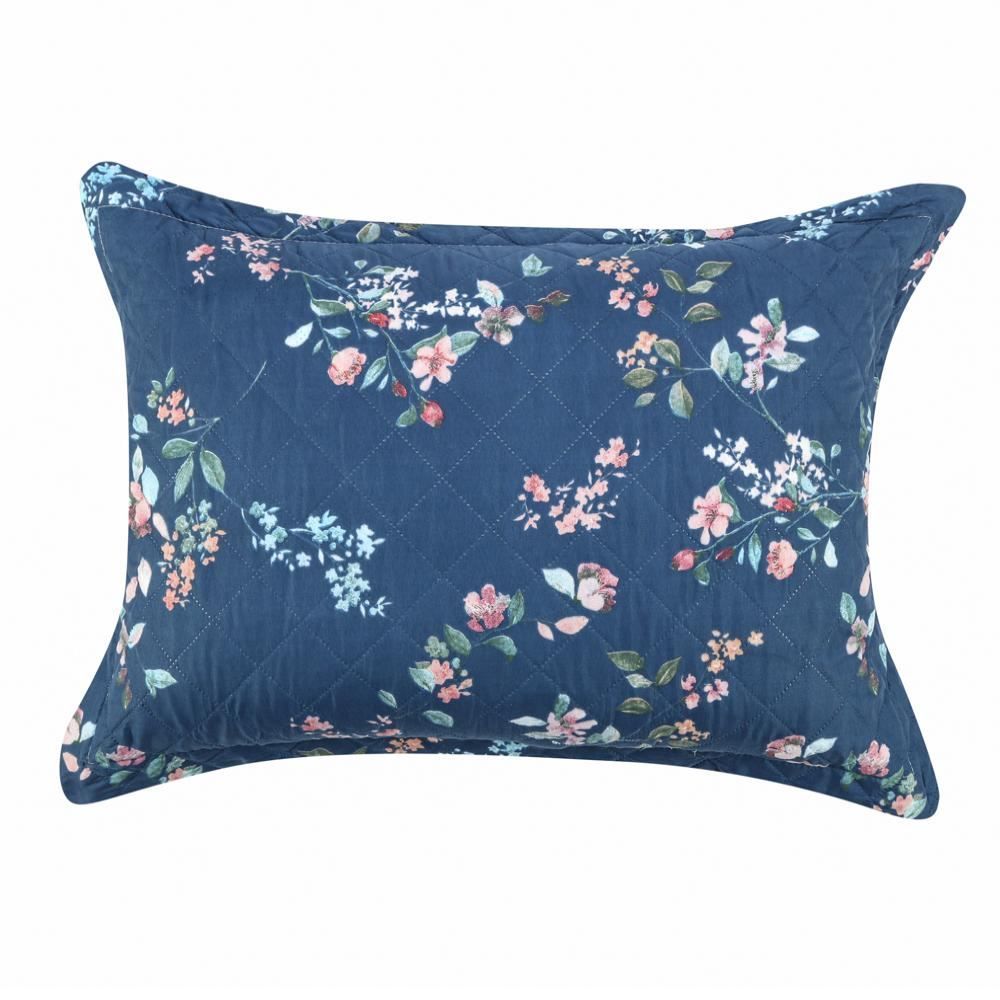 Kit Colcha Queen Estampada Versalhes 3 Peças Havan Casa - Ravena Azul Floral