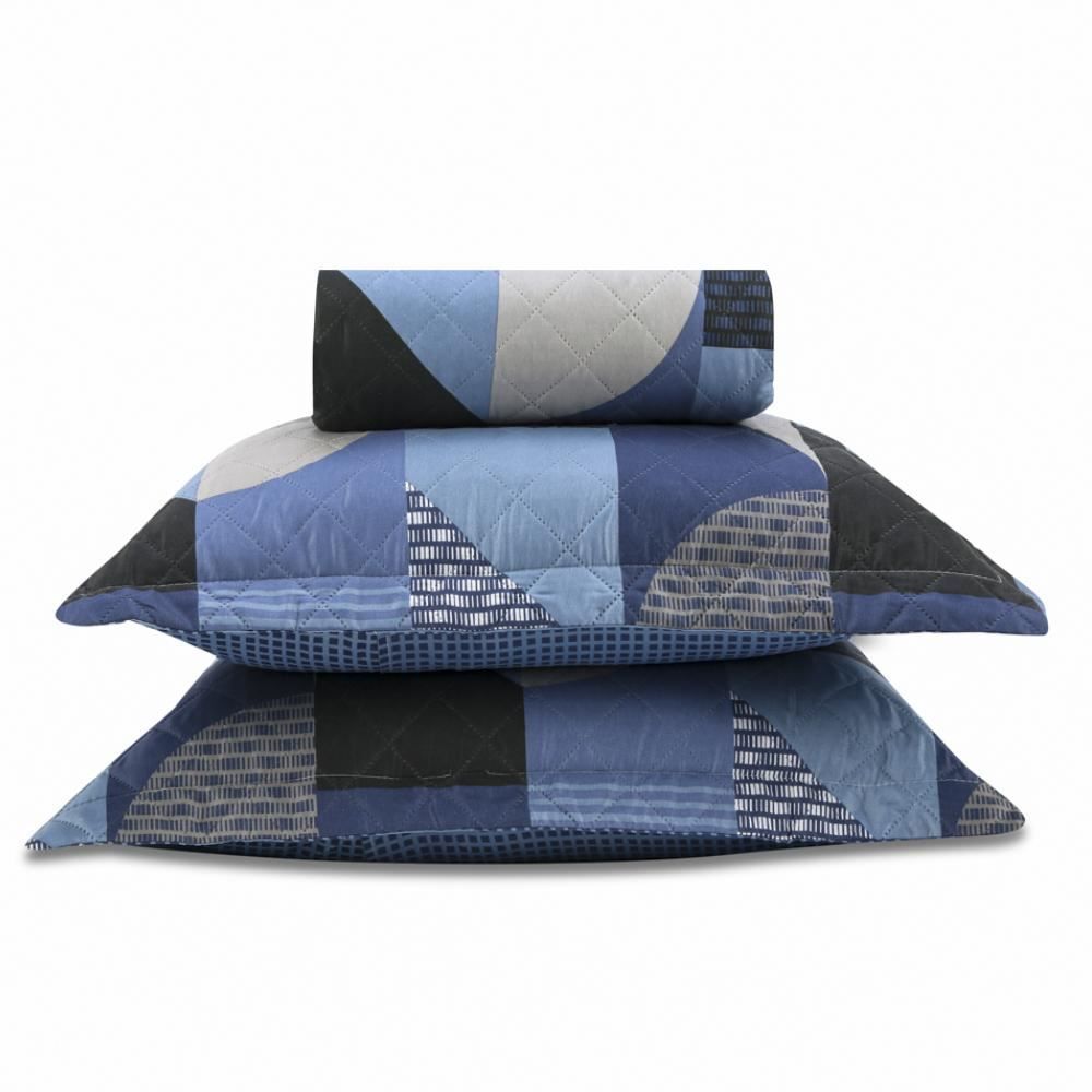 Kit Colcha Queen Estampada Versalhes 3 Peças Havan Casa - Napoles Azul Geo