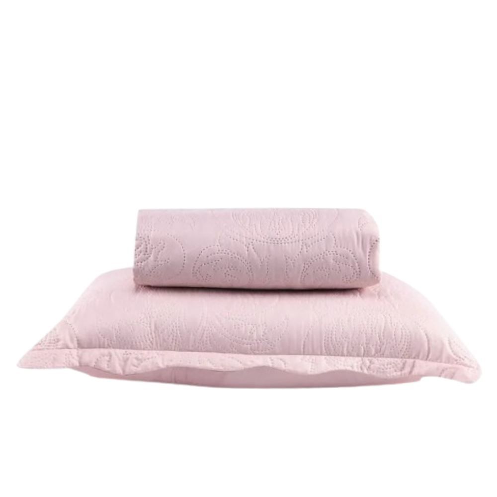 Kit Colcha Solteiro Microfibra Lisa Rozac 2 Pçs - Rosa Pálido