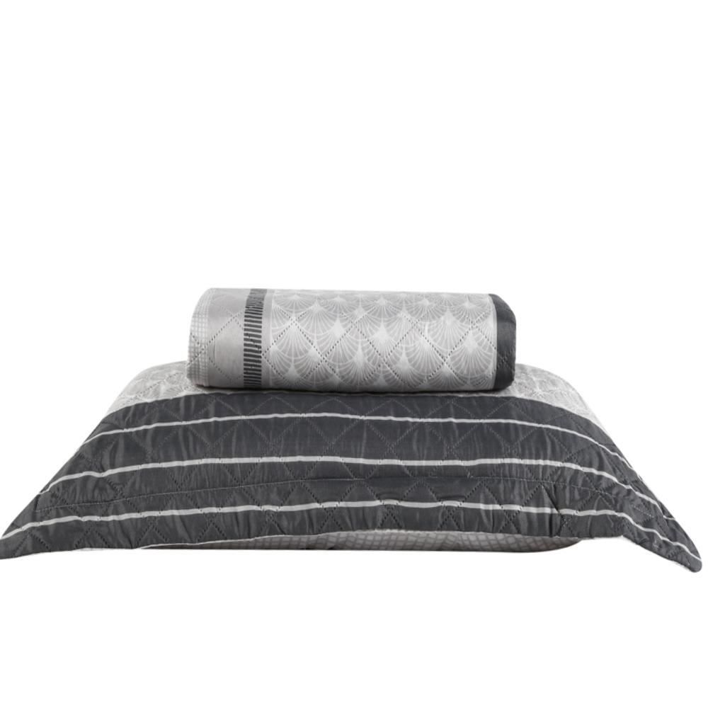 Kit Colcha Solteiro Estampada Versalhes 2 Peças Havan Casa - Valencia Cinza Geo