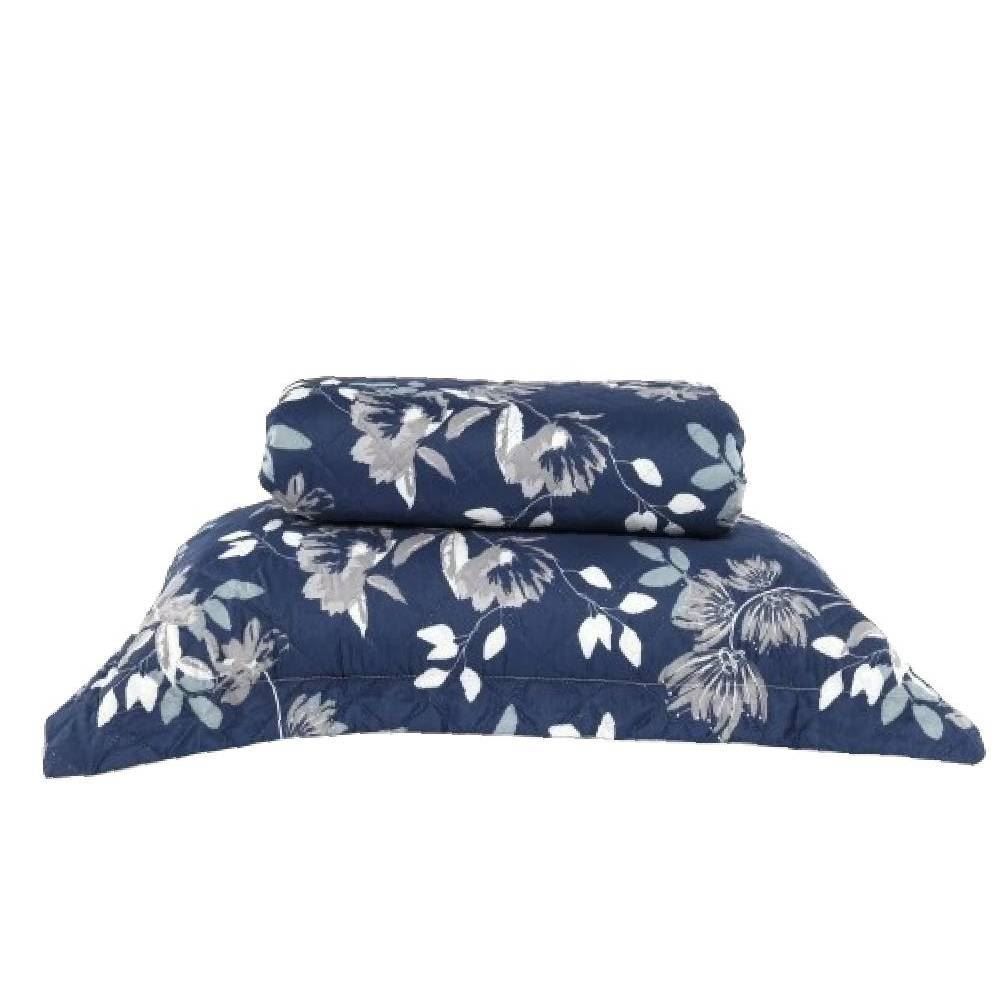 Kit Colcha Solteiro Estampada Versalhes Havan Casa 2 Pçs - Madri Cinza Floral