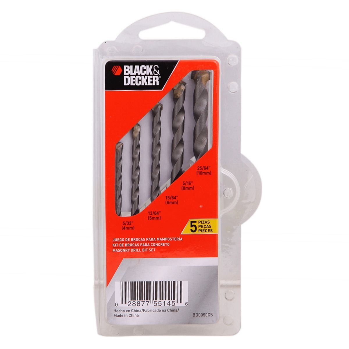 kit de Brocas para Concreto BD0090CS Black And Decker - 5 Peças
