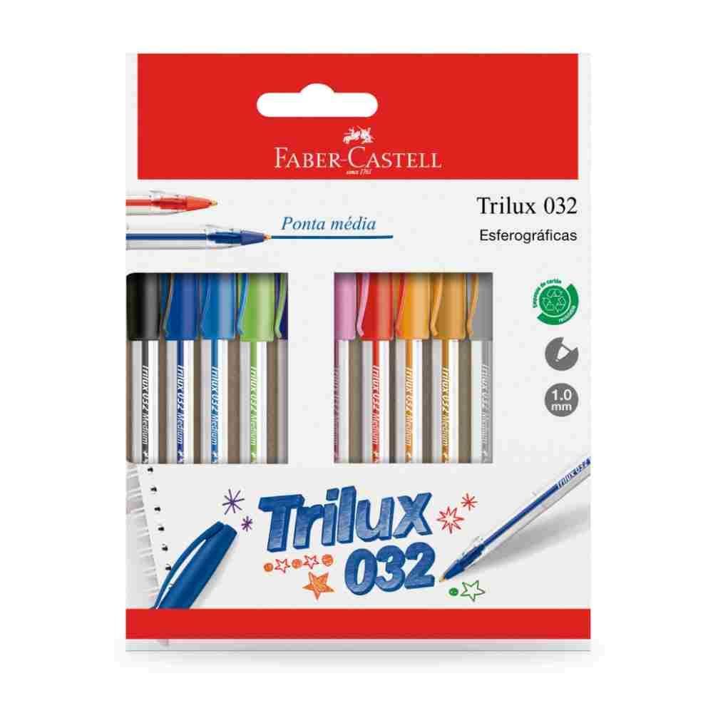Kit De Canetas Esferográficas Trilux 10 Unidades Faber Castell - Sortido