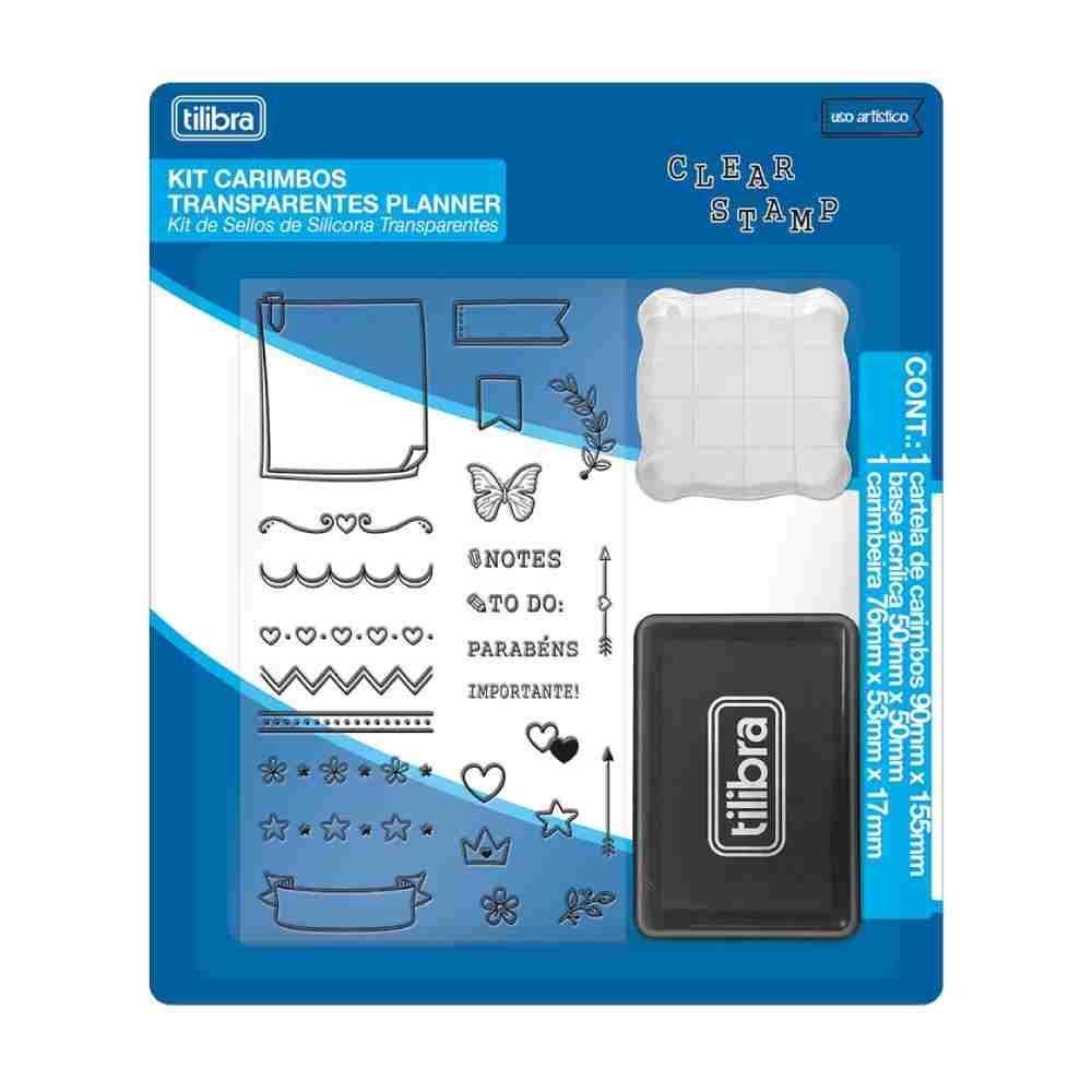 Kit De Carimbos Transparentes Planner - Blister Com 3 Unidades Tilibra - 891789