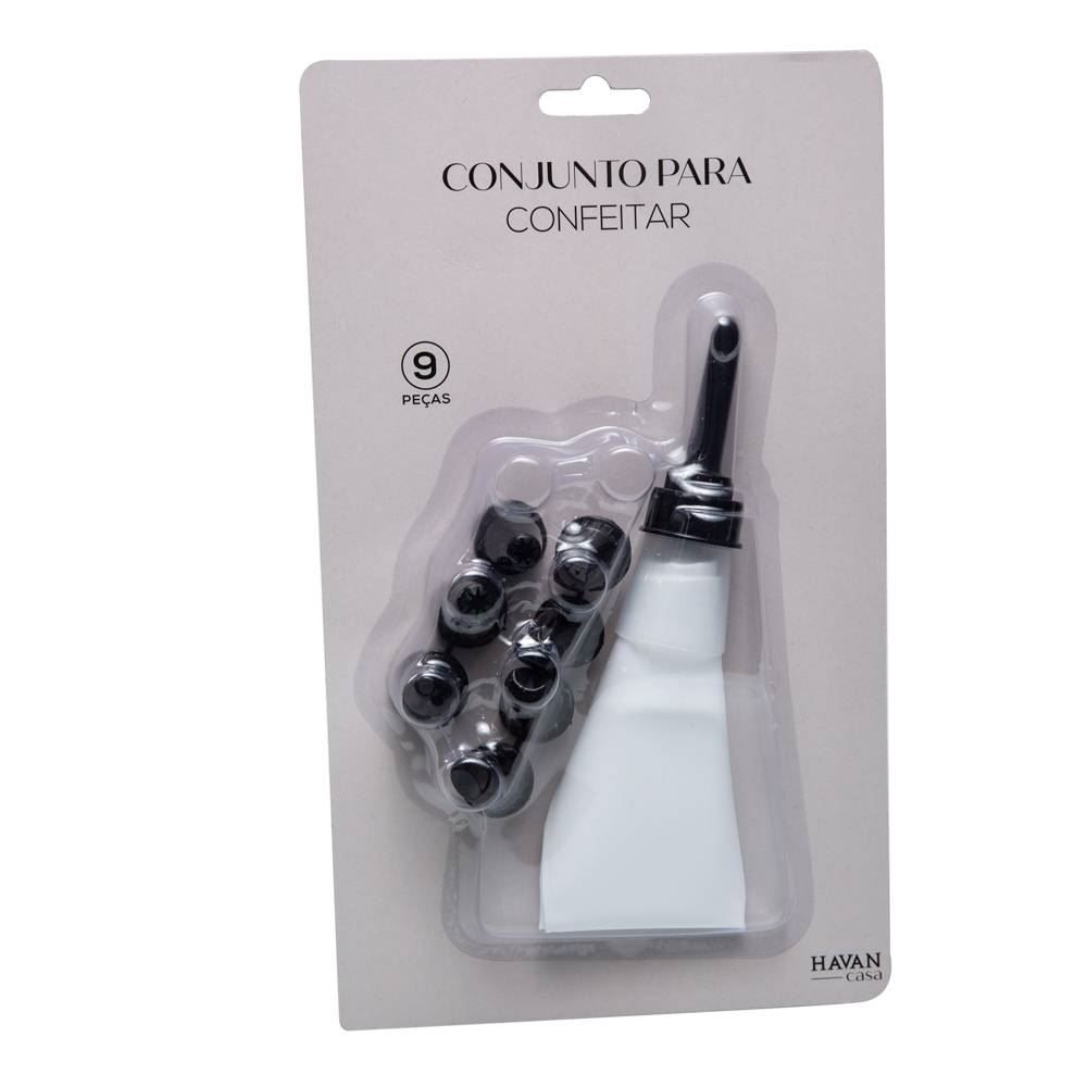 Kit De Confeiteiro Com Saco Decorador E 8 Bicos - Preto