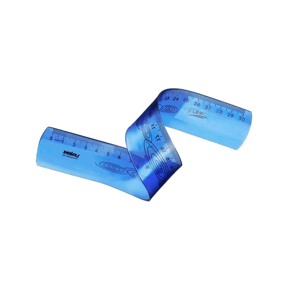 Kit de Régua Flexível Azul Waleu 4 Peças - 10130014