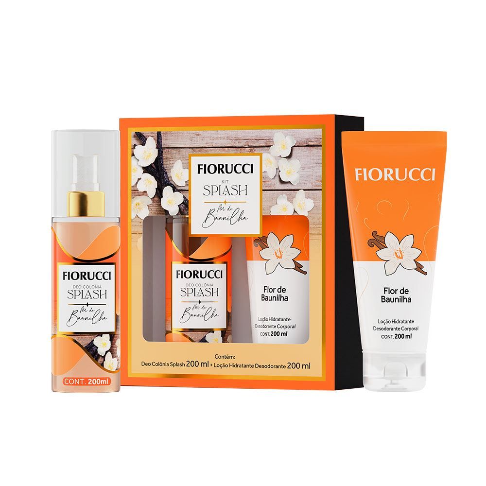 Kit Deo Colônia Splash E Loção Hidratante Flor De Baunilha Fiorucci